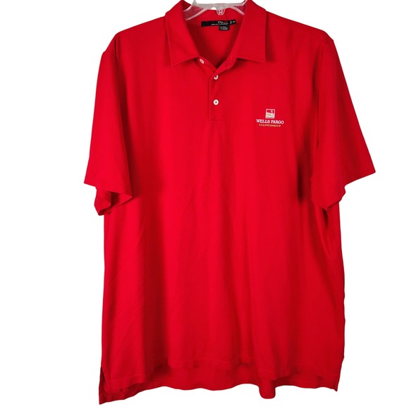 RLX Ralph Lauren Mens 3XL Red Wells Fargo Championship Golf Polo Shirt preppy